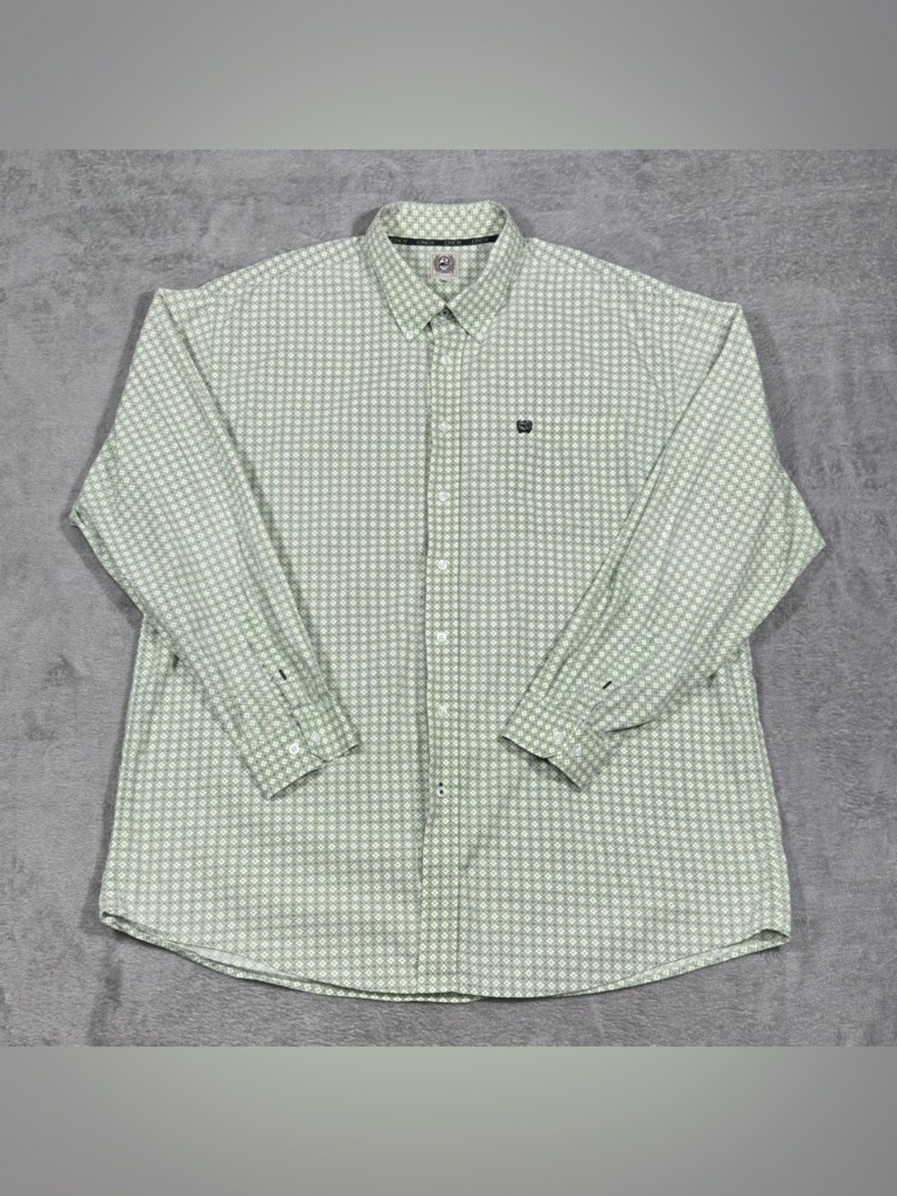Cinch Western Shirt Men XXL Green Geo Print Button Up Long Sleeve Cowboy Western